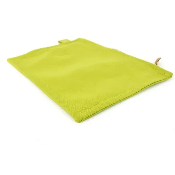 HERMES: Lime Green, Canvas & "H" Logo Medium Travel/Cosmetic/Toiletry Bag (mo) - Picture 2 of 12